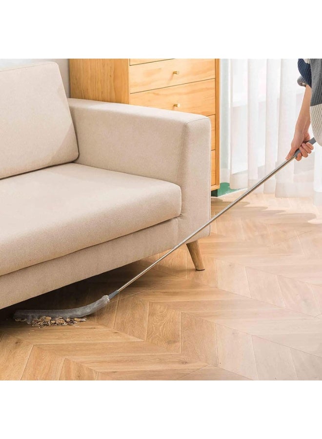 فرشاة تنظيف الغبار القابلة للسحب مع مقبض طويل (30 إلى 100 بوصة) ، أدوات التنظيف مع 3 قماش غبار الألياف الدقيقة ، غبار قابل للتوسع للتنظيف تحت ثلاجة أريكة أريكة سرير الأثاث - Image 5